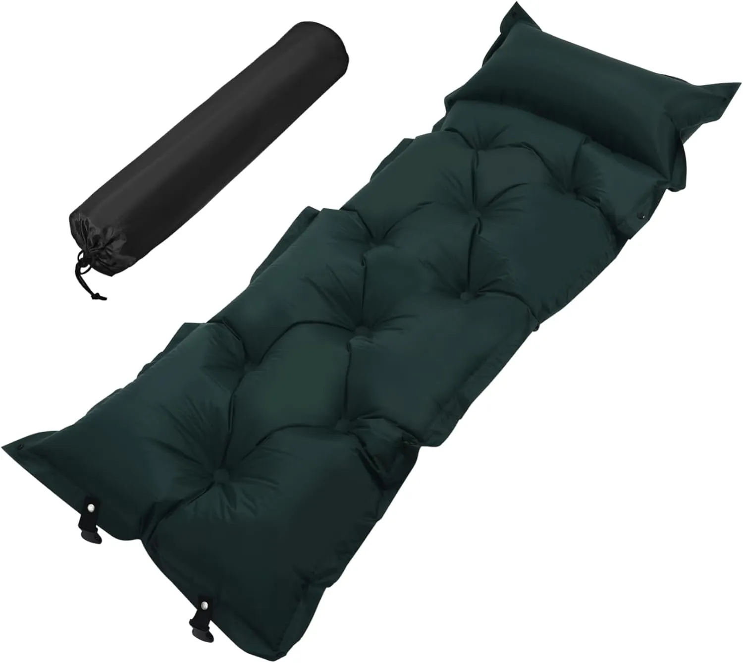 Backpacking Essential Self-Inflating Sleeping Pad Compact Air Mattress Comfortable Camping Bed Pillow Olive 185x60cm