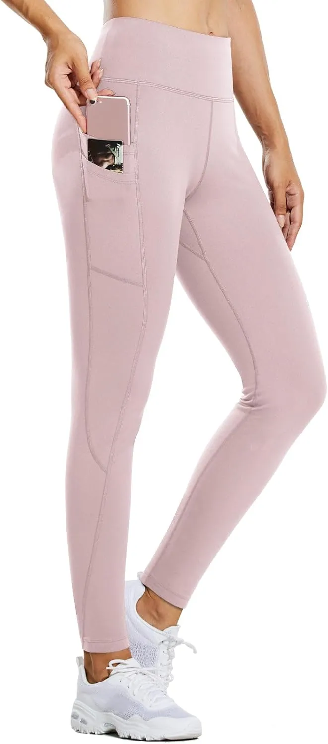baleaf Thermal Leggings for Women Fleece Lined Waterproof Winter Hiking Pants Warm Tights Cold Weather Running Gear Light Purple 2XL