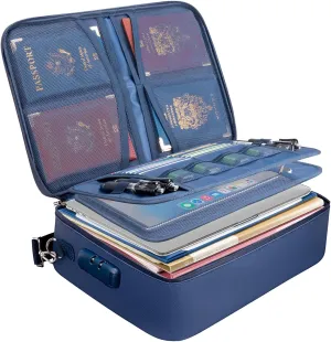 BALEINE Fireproof Document Box with Lock, Portable Fireproof Document Bag Waterproof Fire Proof File Boxes for Documents, File Organizer Box for Important Paperwork (Blue, 15''x11''x4'')