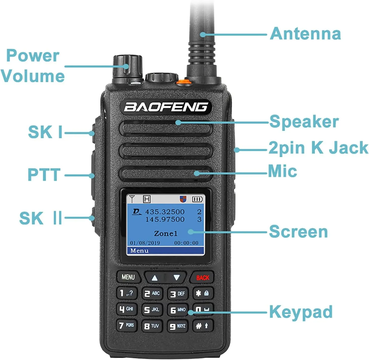 BAOFENG DM-1702 Digital Analog DMR Two Way Radio Dual Time Slot 1&2 5W UHF VHF Long Range with GPS Walkie Talkie for Adult