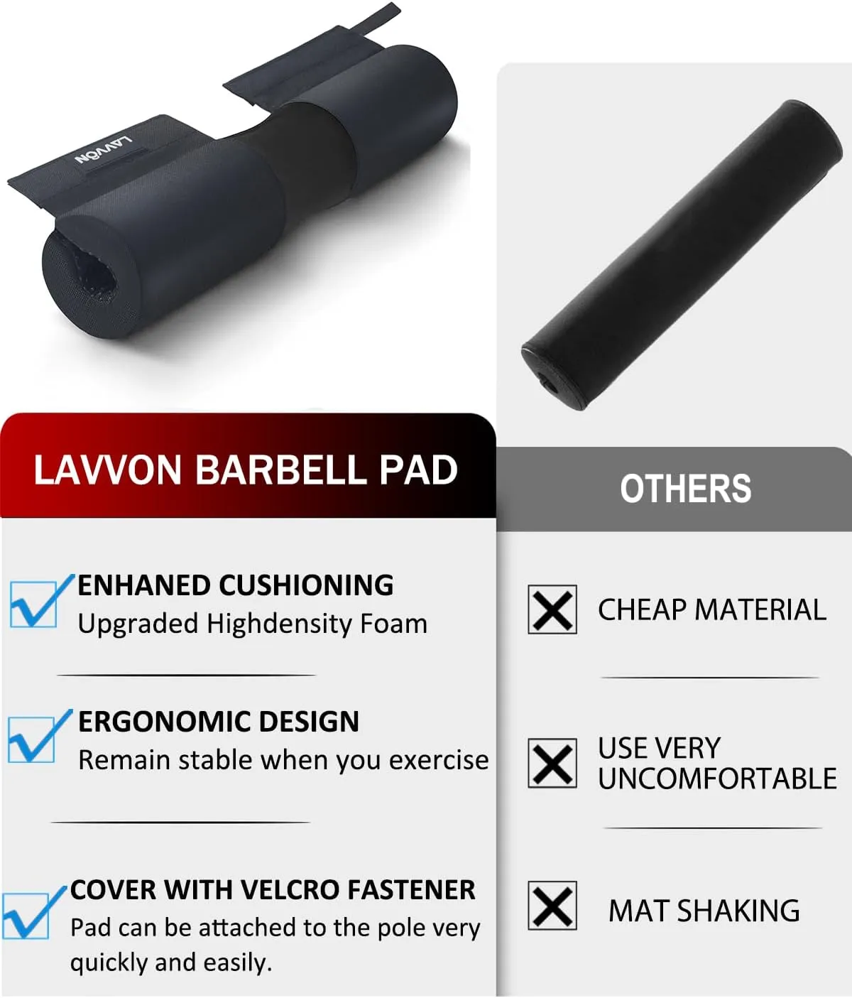Barbell Squat Pad Set- Nylon Padding AntiSlip- Thick Foam Barbell Pad for Squats Cushion,Lunges&Bar Padding for Hip Thrusts -Standard Olympic Weight Bar Pad (Wrist Straps Weightlifting-Ankle Straps)