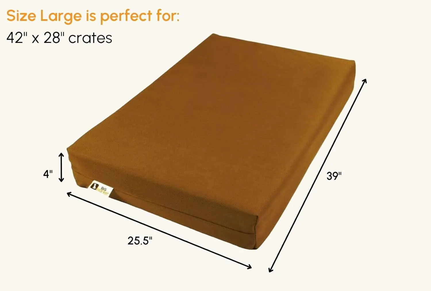 Barker Beds Orthopedic Crate Bed (Large, Cordura) – 4" Memory Foam Pad for Dog Crates – Designed for Large Dogs – Durable, Machine-Washable Cover – Supports Joints – Made in USA