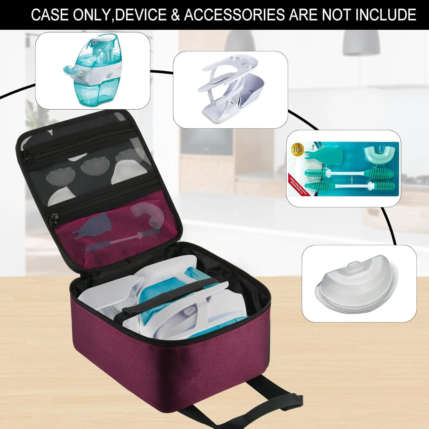 Beautyflier Nose Cleaner Storage Bag, Travel Safety Case for Navage Nasal Irrigation System, Countertop Caddy Portable Neti Pot Carrying Bag, Protective Nose Cleaner Bag with Handle Strap(Bag Only)