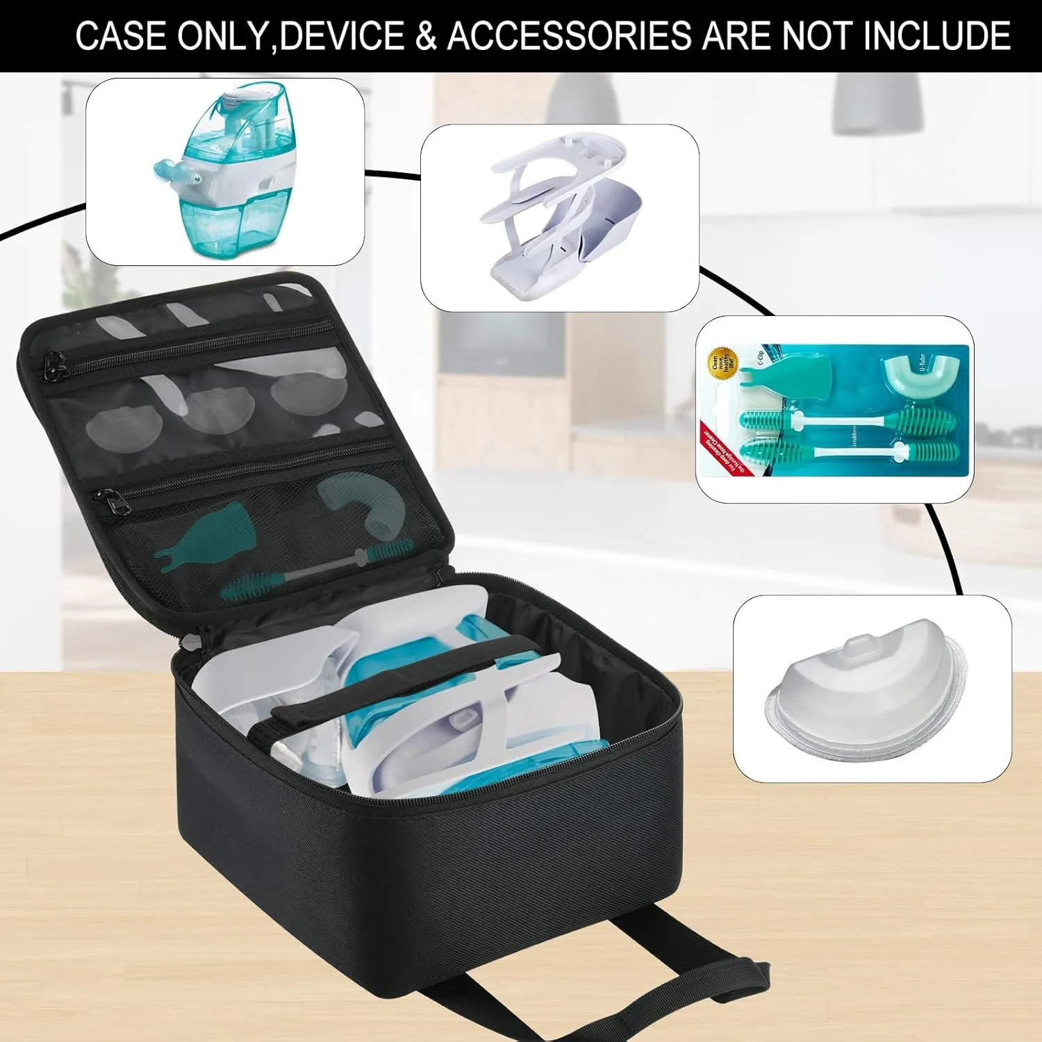 Beautyflier Nose Cleaner Storage Bag, Travel Safety Case for Navage Nasal Irrigation System, Countertop Caddy Portable Neti Pot Carrying Bag, Protective Nose Cleaner Bag with Handle Strap(Bag Only)