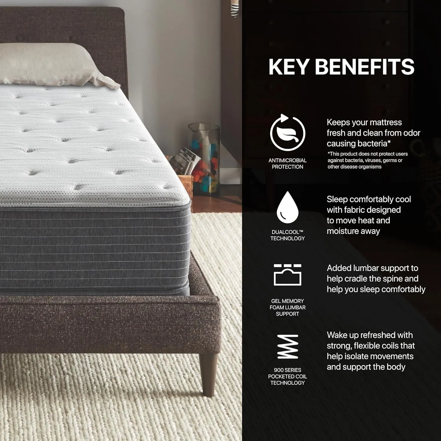 Beautyrest Silver BRS900 12.25” Medium Twin XL Mattress, Cooling Technology, Supportive, CertiPUR-US, 100-Night Sleep Trial, 10-Year Limited Warranty White