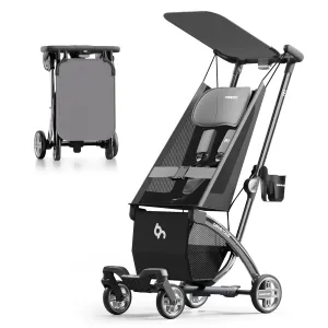 Beberoad Love R1 Auto-Folding Ultra Lightweight Travel Stroller for Airplane, Compact for Babies & Toddlers Aged 6-36 Months, 11.5 lbs, Combines into Double Stroller, Gray