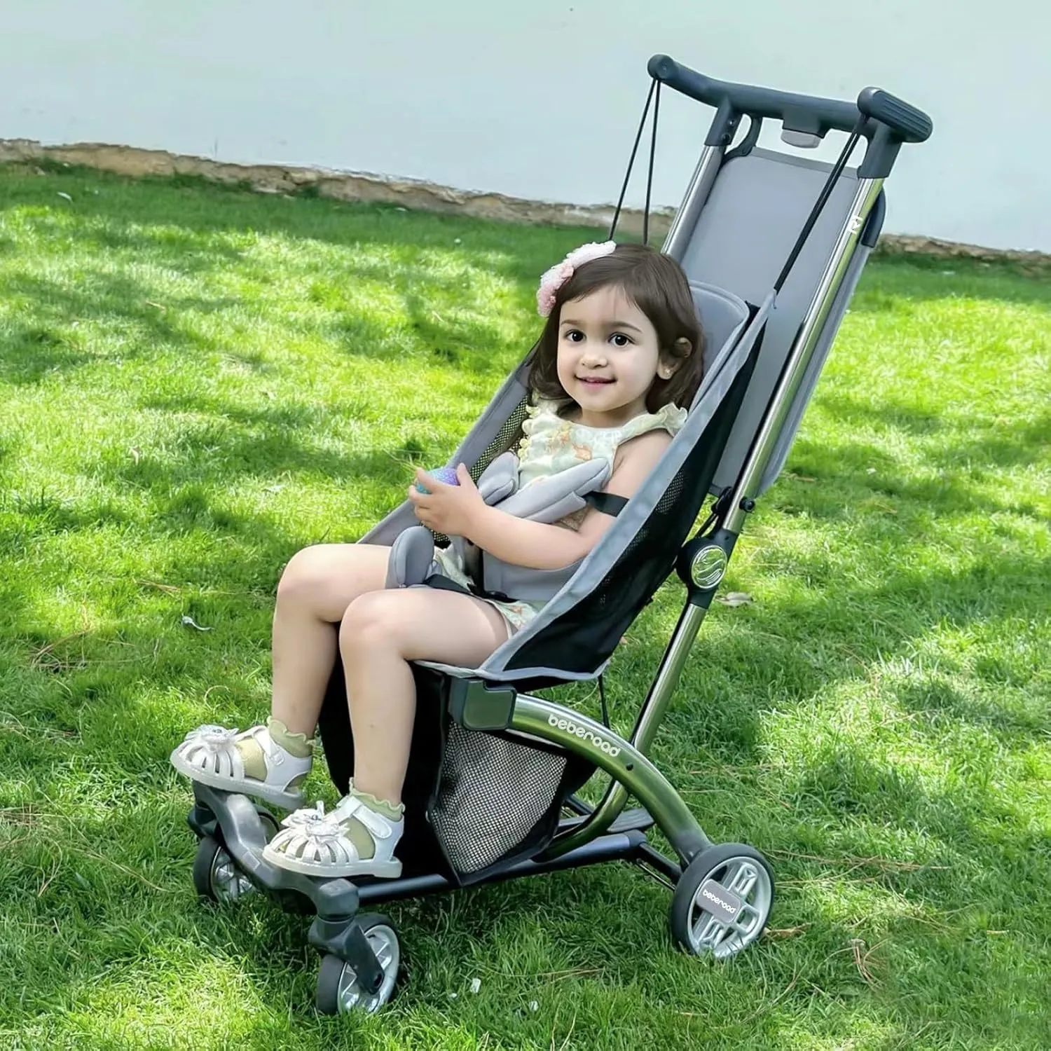 Beberoad Love R1 Auto-Folding Ultra Lightweight Travel Stroller for Airplane, Compact for Babies & Toddlers Aged 6-36 Months, 11.5 lbs, Combines into Double Stroller, Gray