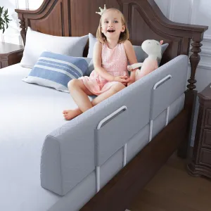 Bed Bumper for Toddlers, Foam Bed Rail for Toddlers, Toddler Bed Rail Bumper, Soft Safety Bed Guard Rail for Kids, Bed Side Rail for Twin, Full, Queen & King Beds (Grey, 51IN)