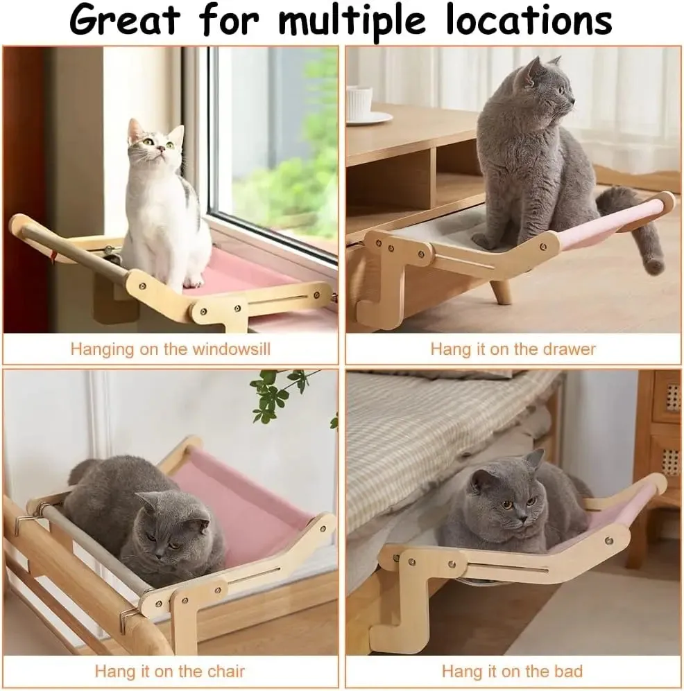 Bedside Hanging Cat Bed | Portable Removable Window Hammock for Cats & Pets