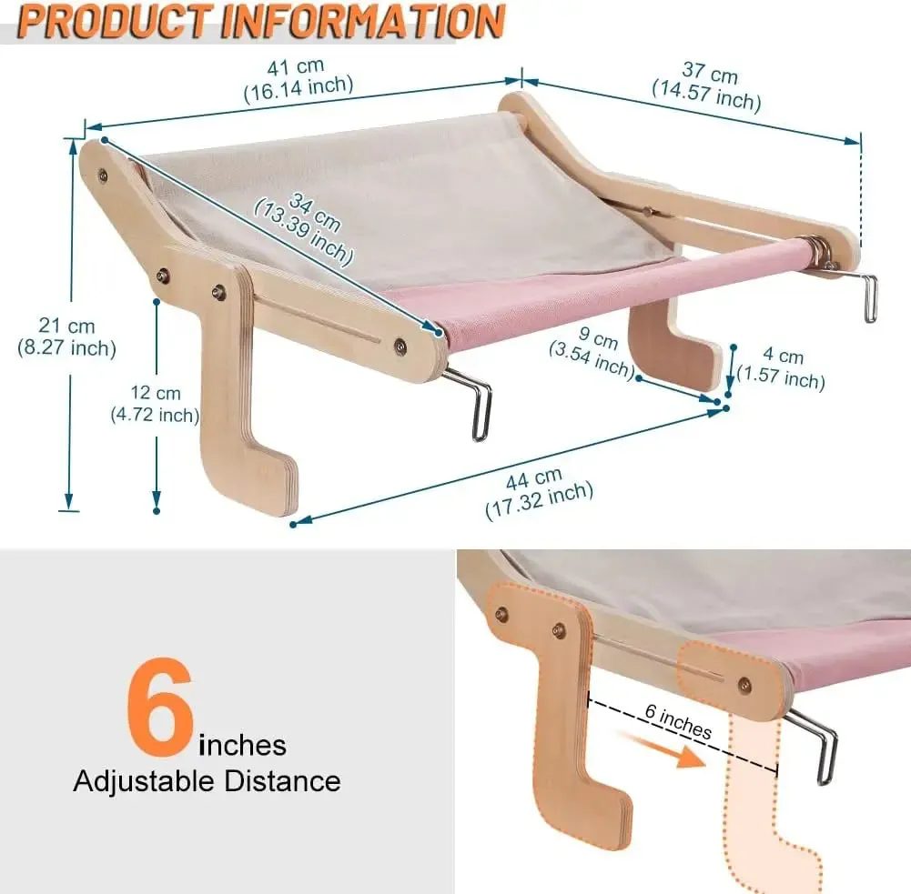 Bedside Hanging Cat Bed | Portable Removable Window Hammock for Cats & Pets