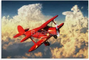 Beechcraft Model 17 Staggerwing Flying Art Poster 5 Canvas Painting Posters And Prints Wall Art Pictures for Living Room Bedroom Decor 36x24inch(90x60cm) Unframe-style