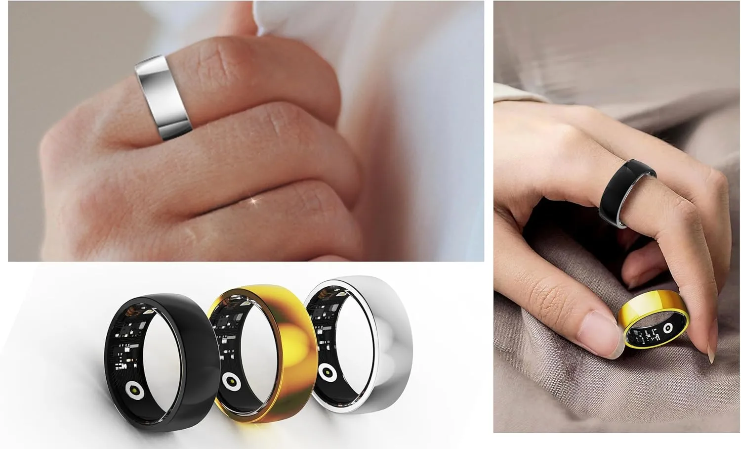 bemi REVO Smart Ring - Fitness Ring Health Tracker - Sleep Tracking - Heart Rate Monitor - IP68 Waterproof - 400mah Docking Station Powerbank - Gold (10)