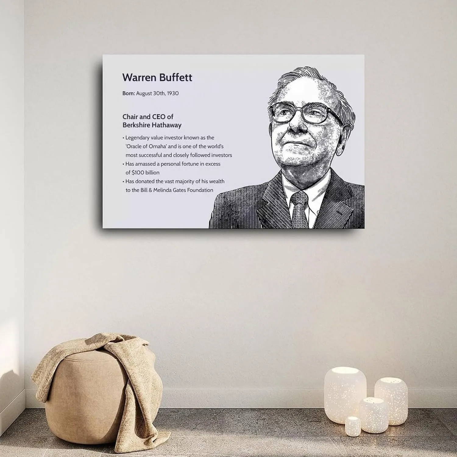 Berkshire Hathaway Chairman Warren Buffett Quotes Poster (2) Canvas Painting Wall Art Poster for Bedroom Living Room Decor 24x16inch(60x40cm) Unframe-style