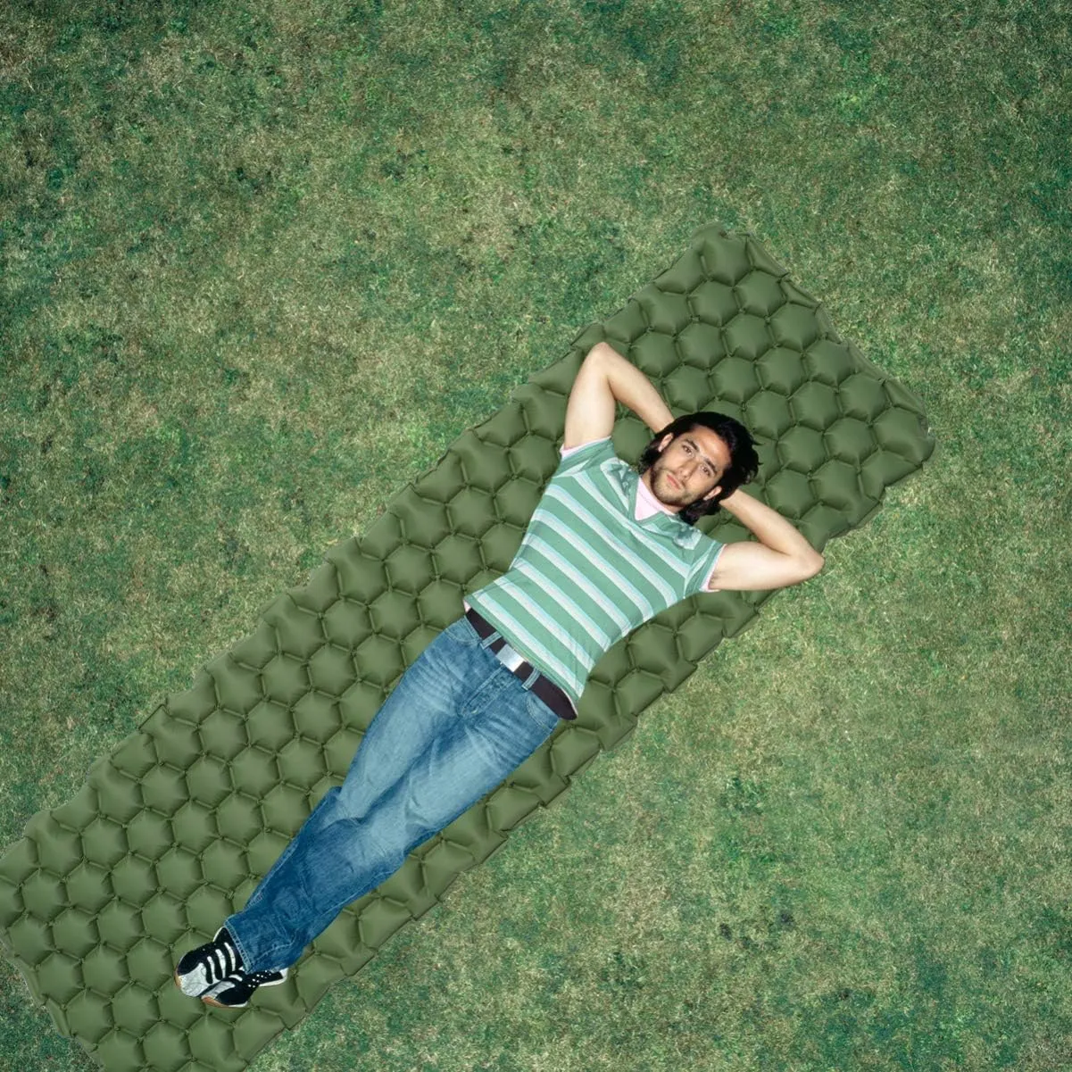 BESPORTBLE Camping Air Mattress Portable Inflatable Camping Sleeping Pad Backpacking Tent Mat for Hiking Traveling Outdoor Activities 192x58x6cm (Green)