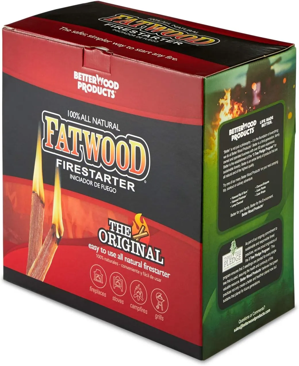 Betterwood 10lb Firestarter (2 Pack) and Betterwood Pine 5lb Firestarter (2 Pack) for Campfire, BBQ, or Pellet Stove; Non-Toxic and Water Resistant