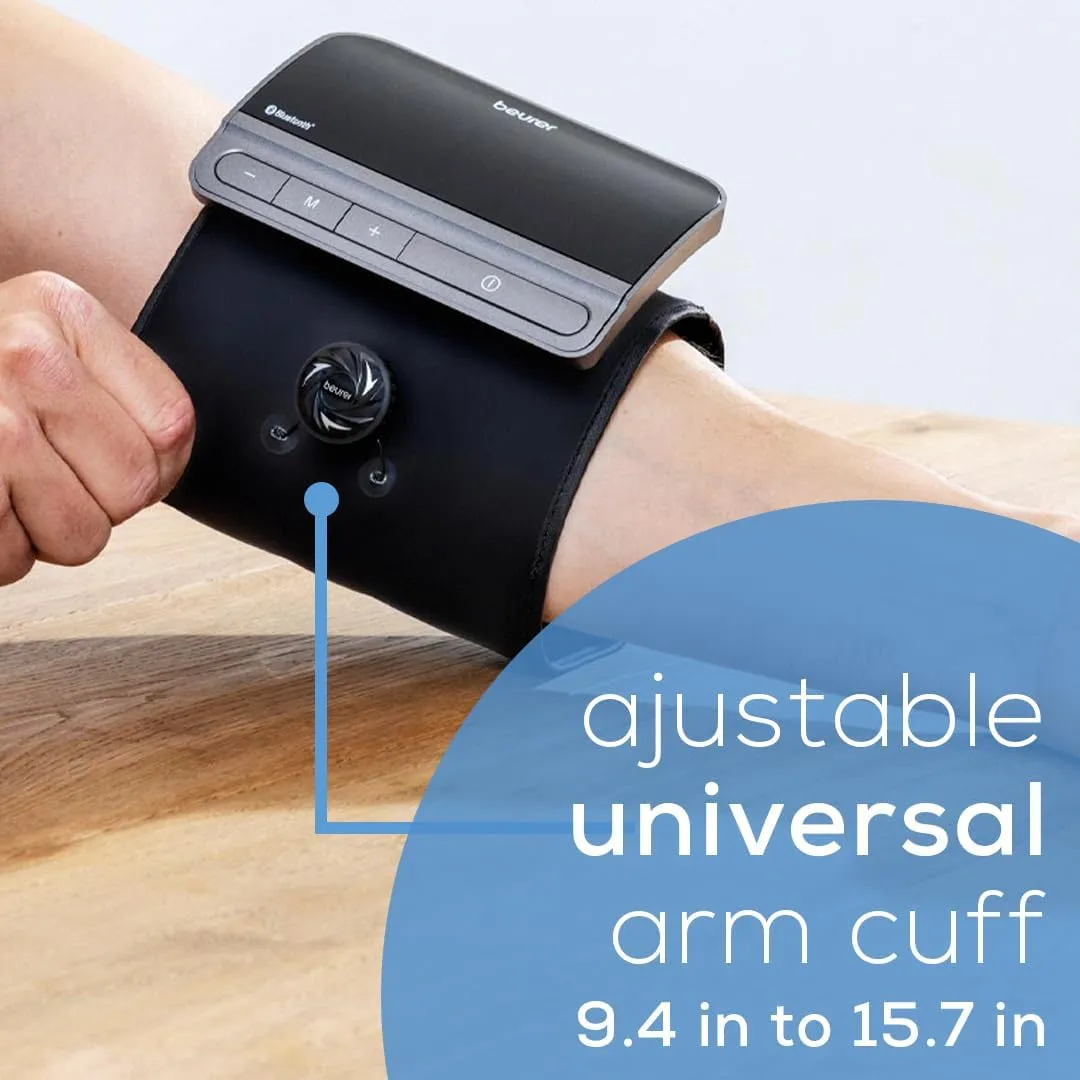 Beurer BM81 easyLock Automatic Upper Arm Blood Pressure Monitor, Fully Electronic Smart Cuff Without Cables, Gentle Striction Plus Fast Measurement, Bluetooth, 240 Memory Sets