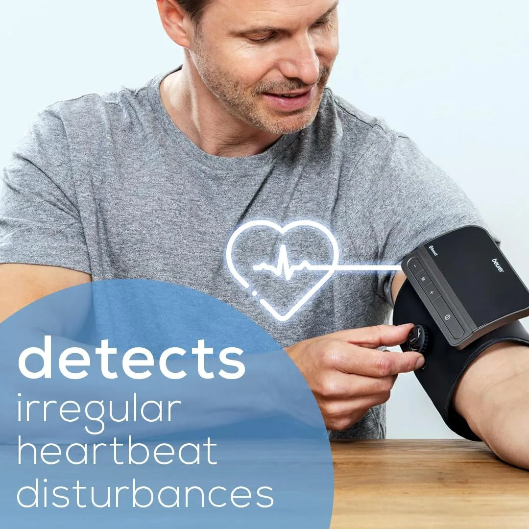Beurer BM81 easyLock Automatic Upper Arm Blood Pressure Monitor, Fully Electronic Smart Cuff Without Cables, Gentle Striction Plus Fast Measurement, Bluetooth, 240 Memory Sets