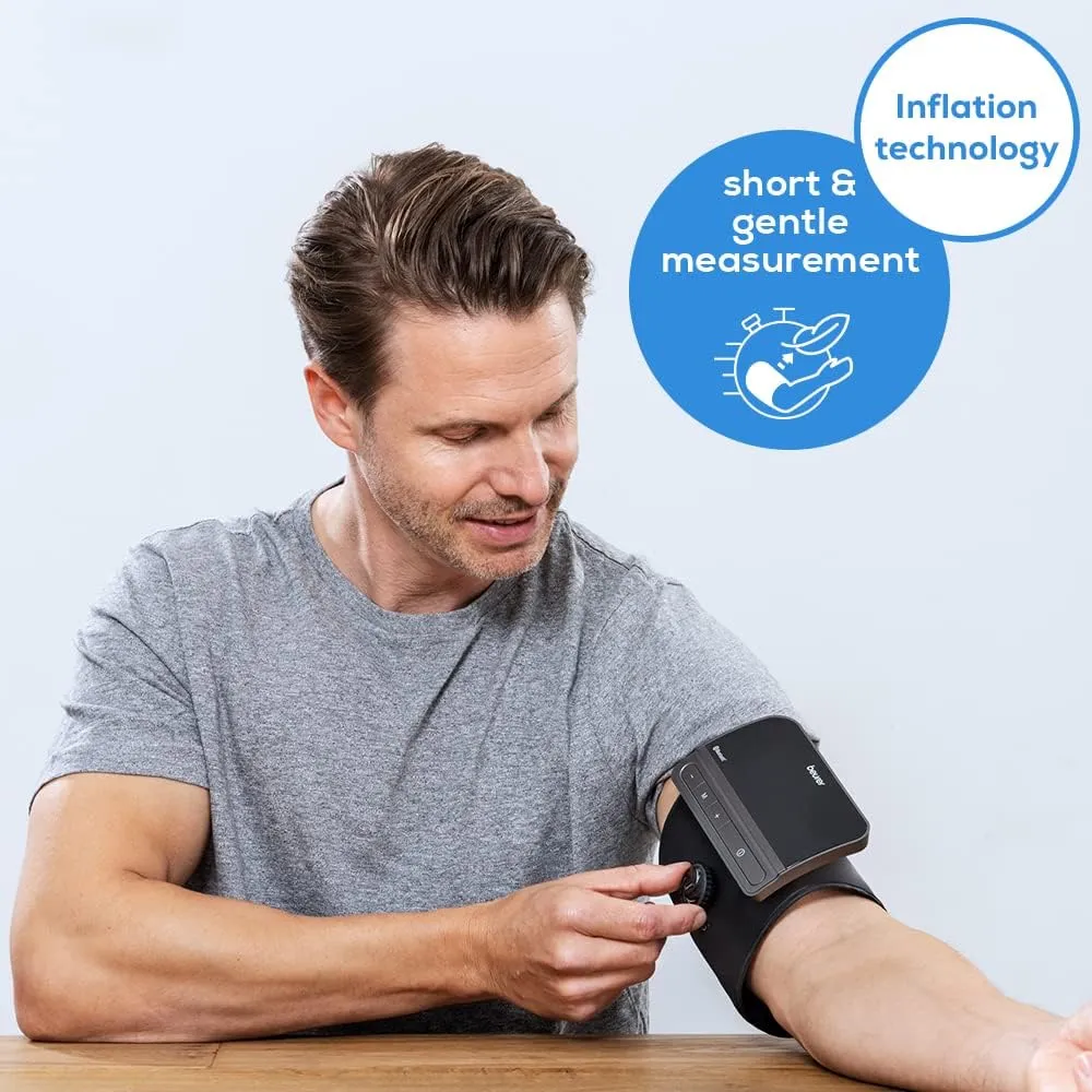 Beurer BM81 easyLock Automatic Upper Arm Blood Pressure Monitor, Fully Electronic Smart Cuff Without Cables, Gentle Striction Plus Fast Measurement, Bluetooth, 240 Memory Sets
