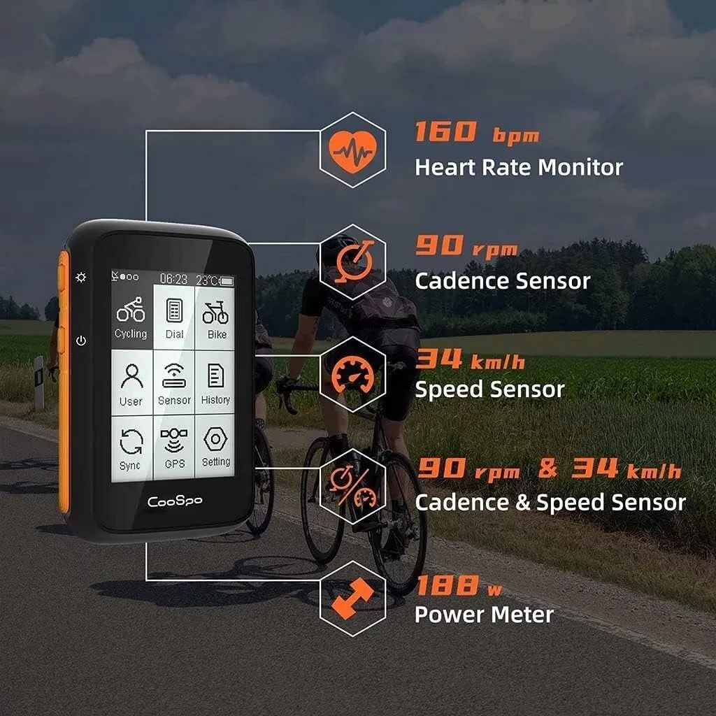 Bicycle Odometer, Outdoor Multifunctional 2.6 Inch LCD Display IP67 Waterproof Wireless GPS Bicycle Computer Speedometer