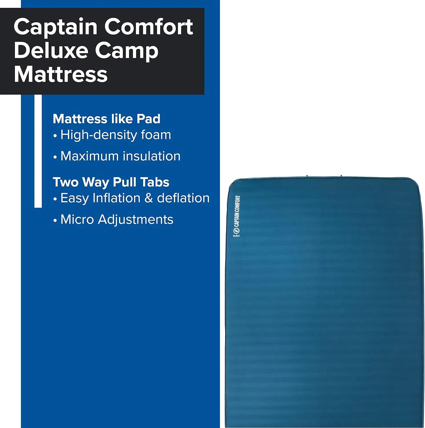 Big Agnes Captain Comfort Deluxe Camp | Supremely Comfortable, All-Weather, Self-Inflating Sleeping Pad