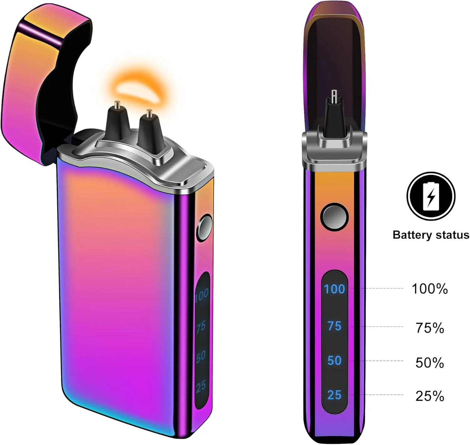 Big Arc Lighter Magical “Flame” USB Rechargeable Plasma Electric Cool Lighter (Colorful)