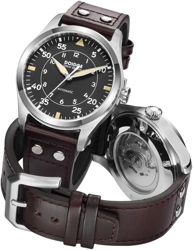 Big Pilot Watch Japan NH35 Automatic Movement Aviator Mechanical Men's Wristwatch Sapphire Glass Stainless Steel Case Genuine Leather Strap Luminous Waterproof Watches