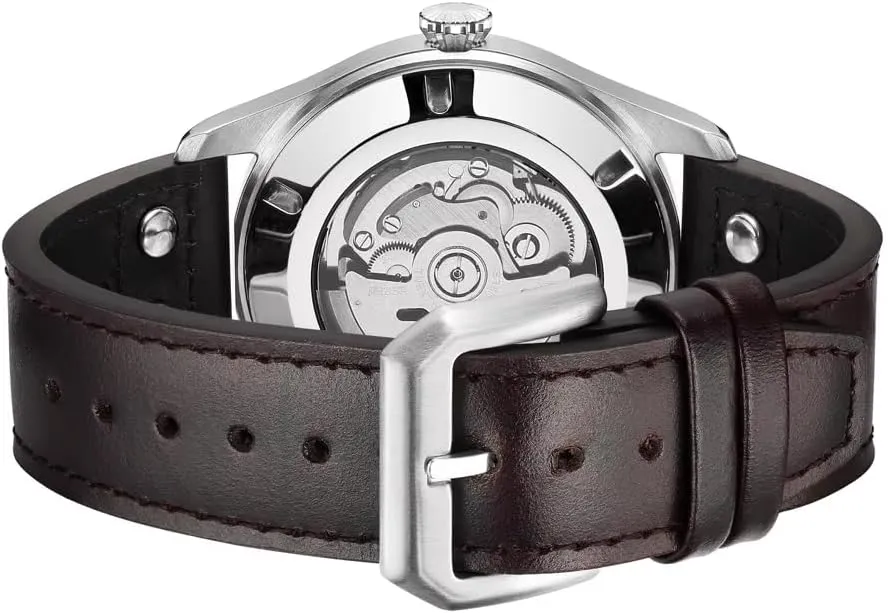 Big Pilot Watch Japan NH35 Automatic Movement Aviator Mechanical Men's Wristwatch Sapphire Glass Stainless Steel Case Genuine Leather Strap Luminous Waterproof Watches