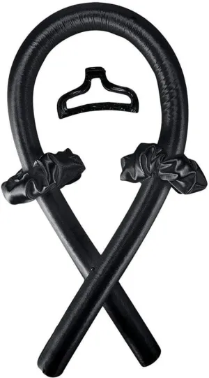 Big Wave Curler Lazy Curly Sleeping Foam Sponge Heatless Curling Iron Hair Tools (Black)