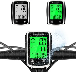 Bike Computer and Bicycle Odometer Wired MPH KM/H Bike Speedometer with Automatic Wake-Up Cycling Speed Tracker LCD Display & Single Mileage & Multi-Functions Accessories