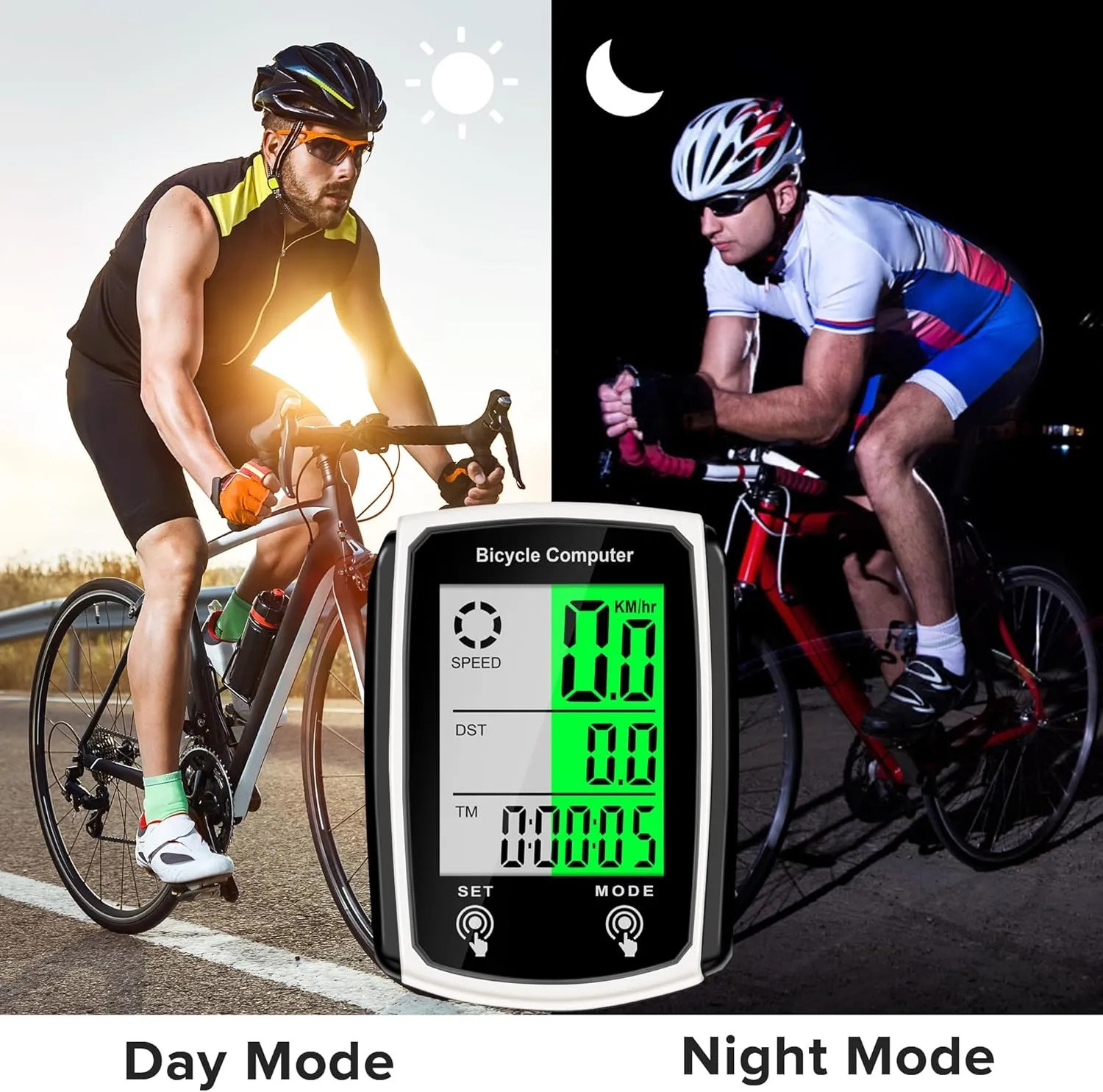 Bike Computer and Bicycle Odometer Wired MPH KM/H Bike Speedometer with Automatic Wake-Up Cycling Speed Tracker LCD Display & Single Mileage & Multi-Functions Accessories