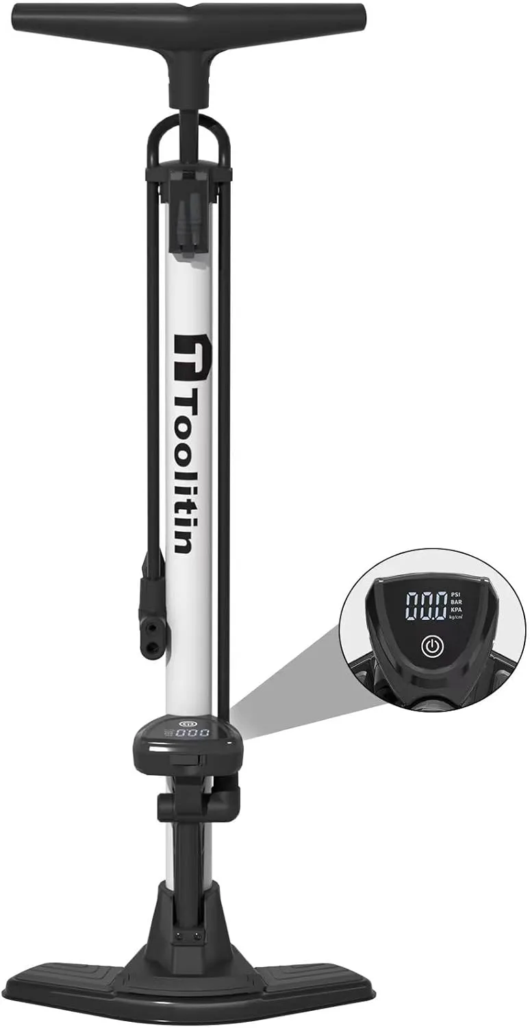 Bike Pump with Gauge,High Pressure,Floor Bicycle Pump Compatible with Presta and Schrader Valve,Bike Tire Pump for Road Bike,MTB,Hybrid,Balls…