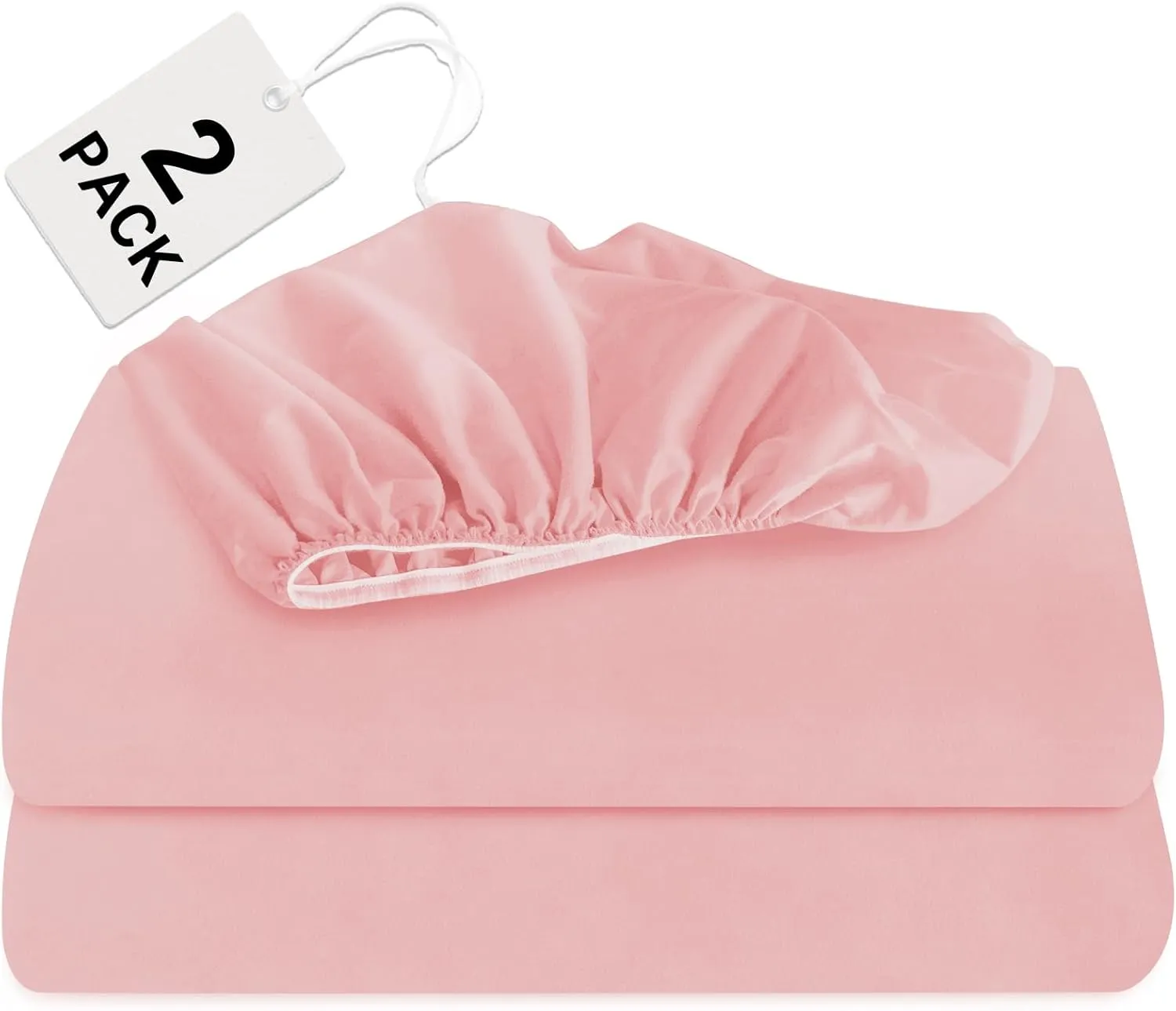 Biloban Twin Fitted Sheet 2 Pack, Twin Bedding Fitted Sheets for Girl Teens Kids Only with Deep Pocket up to 14", Shrinkage & Stain Resistant Fitted Bed Sheets, Wrinkle Free & Easy Care, Pink