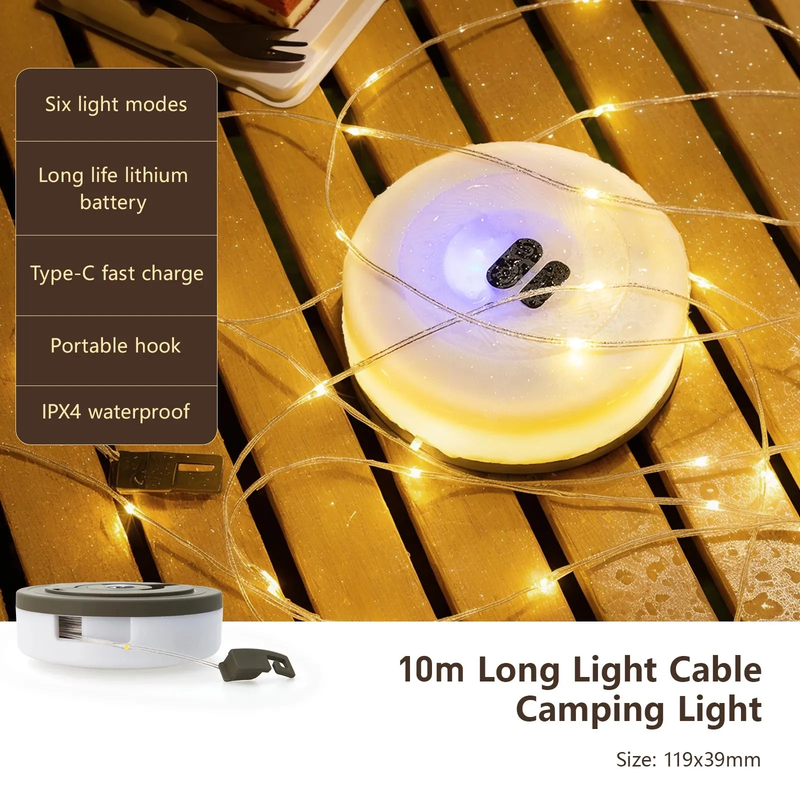 BISINNA Camping String Light USB Charging Lantern 1800mAh,IPX4 Waterproof,Rechargeable Flashlights