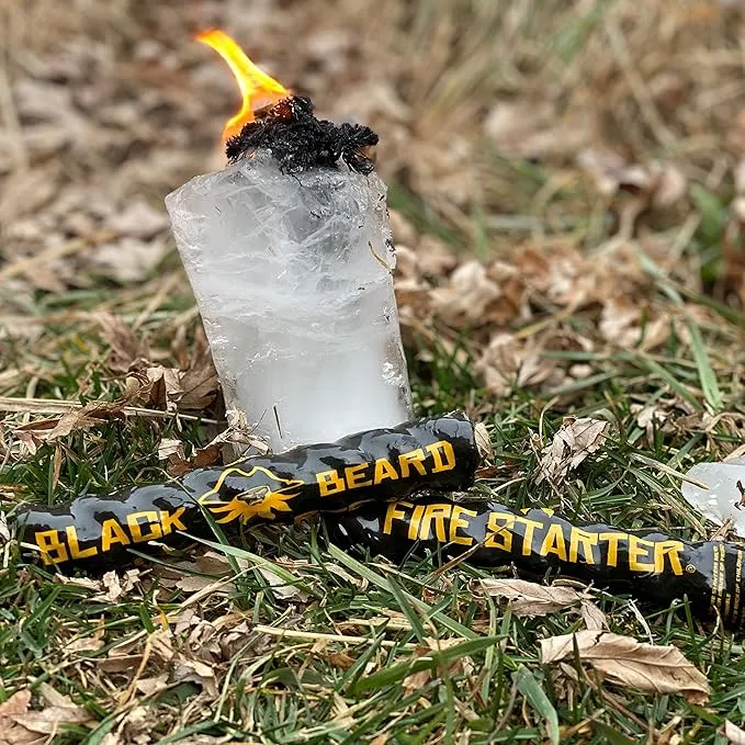 Black Beard Fire Starter Rope (5 Pack) | 100% Weatherproof Fire Starter for Campfires | Can Light 50  Fires with Over 4.5 Hour Burn Time | Infinite Shelf Life for Emergency Survival Kits | Made in USA
