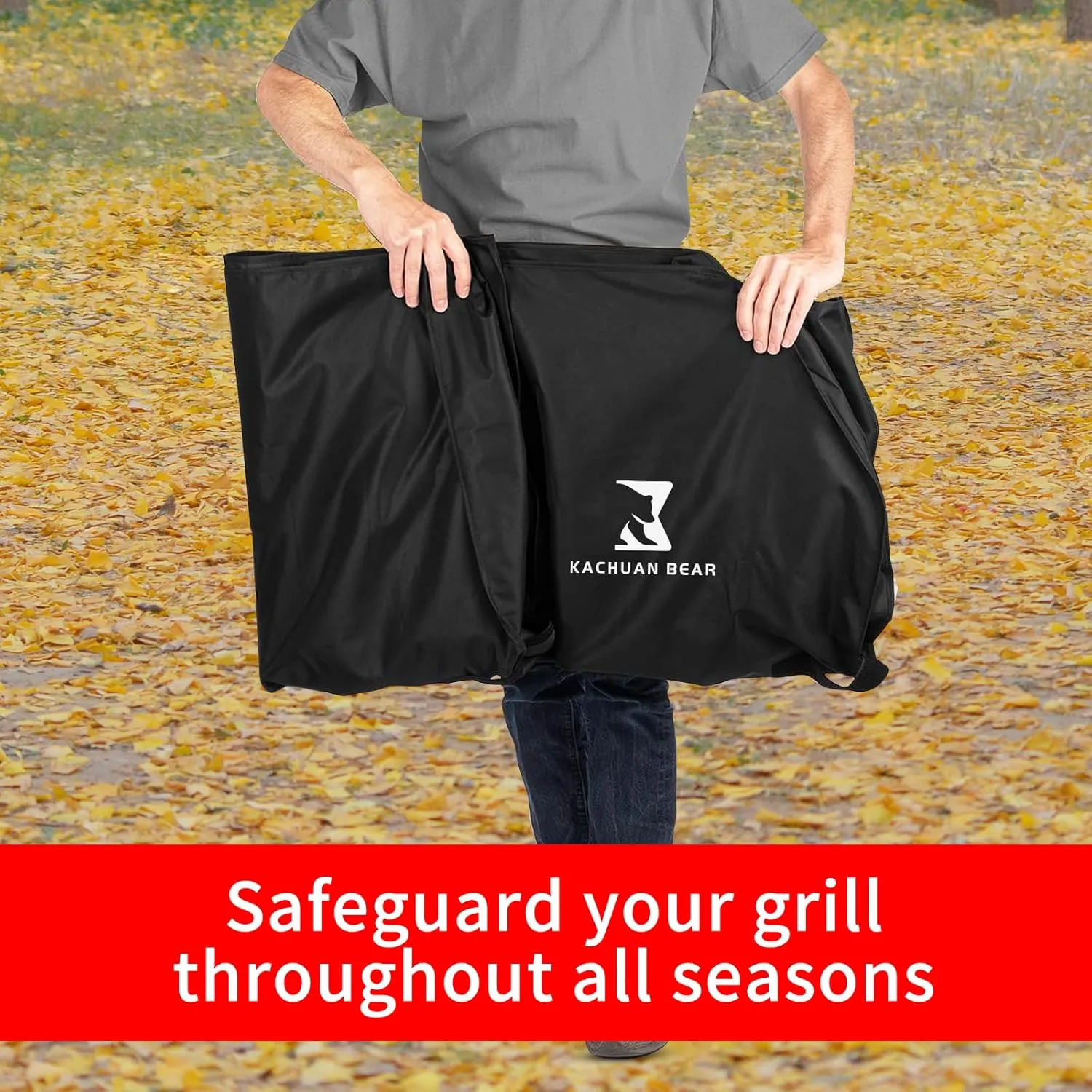 Black Grill Cover,Heavy Duty BBQ Grill Cover for Outdoor Grill, 58 Inch – Waterproof, Rip-Proof, UV & Fade Resistant with Adjustable Straps Gas Weber, Genesis, Charbroiland More Grills (600D-58)