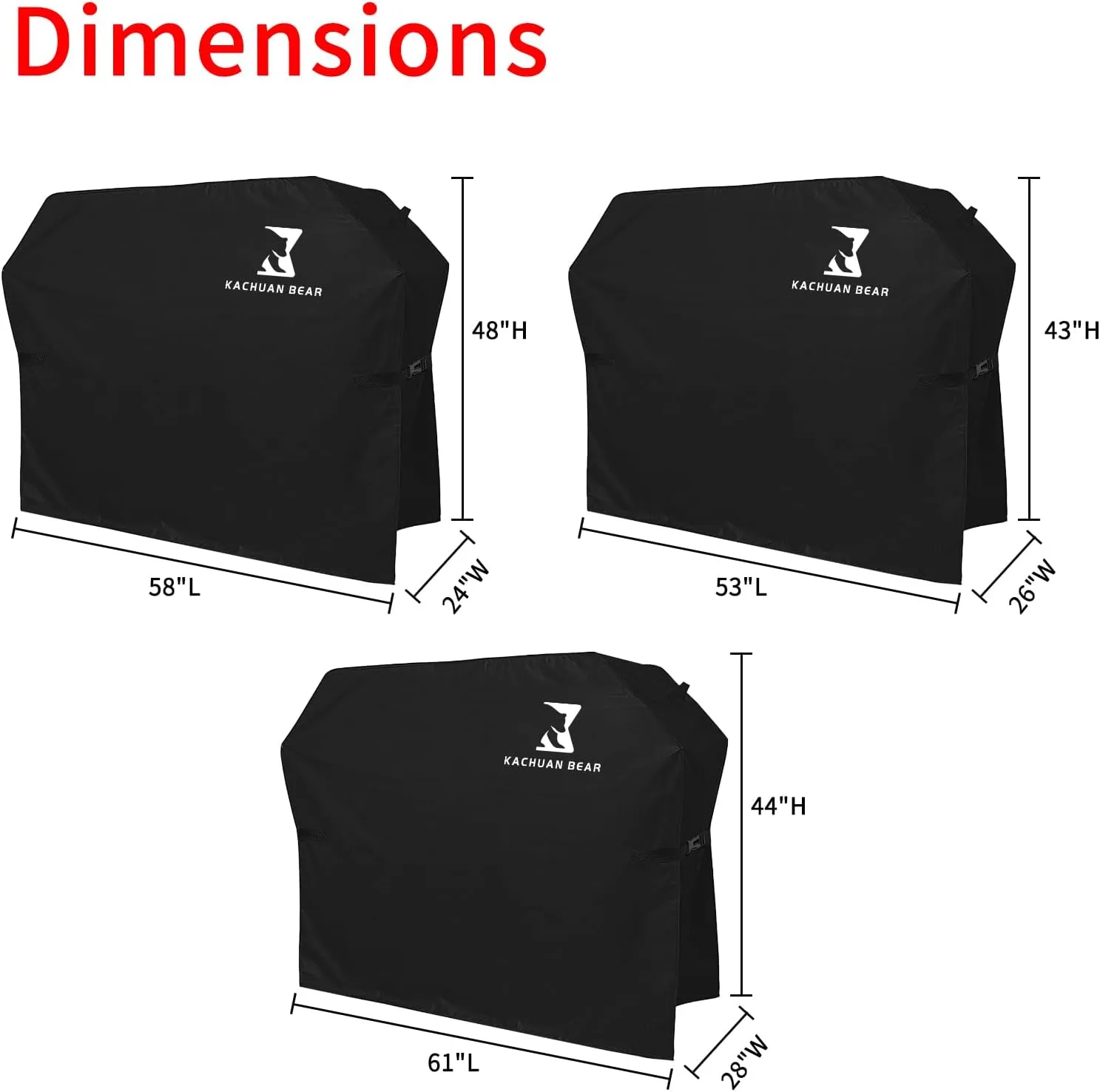 Black Grill Cover,Heavy Duty BBQ Grill Cover for Outdoor Grill, 58 Inch – Waterproof, Rip-Proof, UV & Fade Resistant with Adjustable Straps Gas Weber, Genesis, Charbroiland More Grills (600D-58)