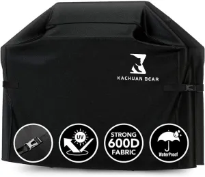 Black Grill Cover,Heavy Duty BBQ Grill Cover for Outdoor Grill, 58 Inch – Waterproof, Rip-Proof, UV & Fade Resistant with Adjustable Straps Gas Weber, Genesis, Charbroiland More Grills (600D-58)