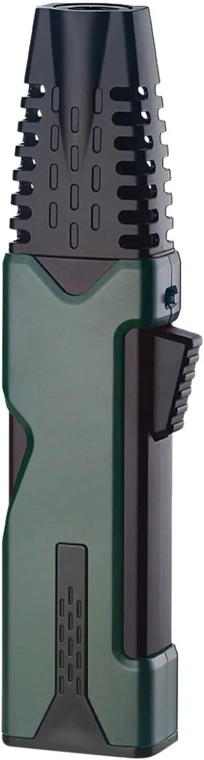Blue Flame Lighter, Inflatable Gas Windproof Lighter Refillable Butane Lighter for Outdoor BBQ Baking Windproof Straight Torch Windproof Straight Lighter (Army Green)