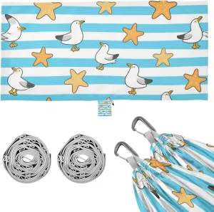 Blue White Striped Starfish Seagull Outdoor Hammocks Tree Hammock for Camping Travel Accessories