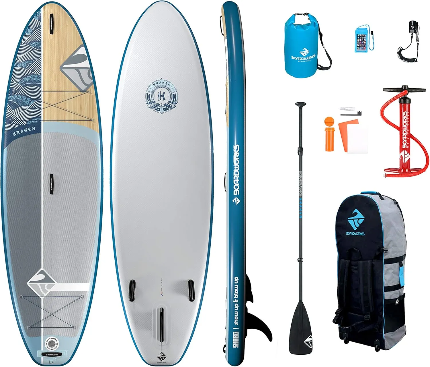 Boardworks SHUBU SUP - All Water Inflatable Stand-Up Paddle Board - SUP Includes Complete Kit with Paddle, Backpack Carry Bag, Leash, Dry Bag and Pump