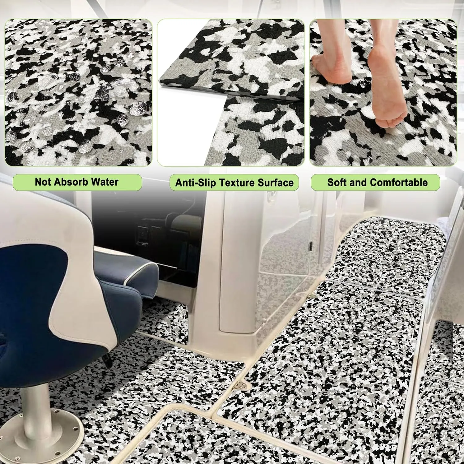 Boat Flooring EVA Foam Boat Decking Sheet Self Adhesive Marine Flooring Brushed Camo Marine Carpet for Boats Yacht Kayak Decking Cushioning Cooler Seating Helm Pad Swimming RV Golf Cart Non Slip Pad