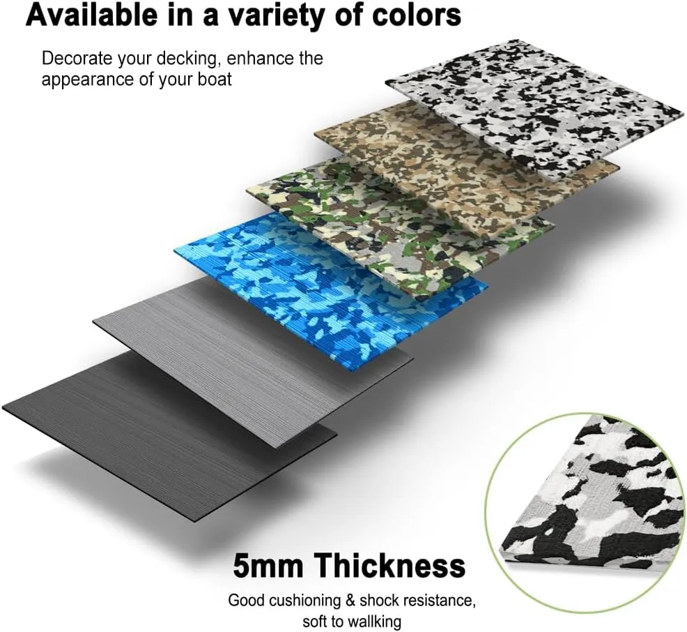 Boat Flooring EVA Foam Boat Decking Sheet Self Adhesive Marine Flooring Brushed Camo Marine Carpet for Boats Yacht Kayak Decking Cushioning Cooler Seating Helm Pad Swimming RV Golf Cart Non Slip Pad