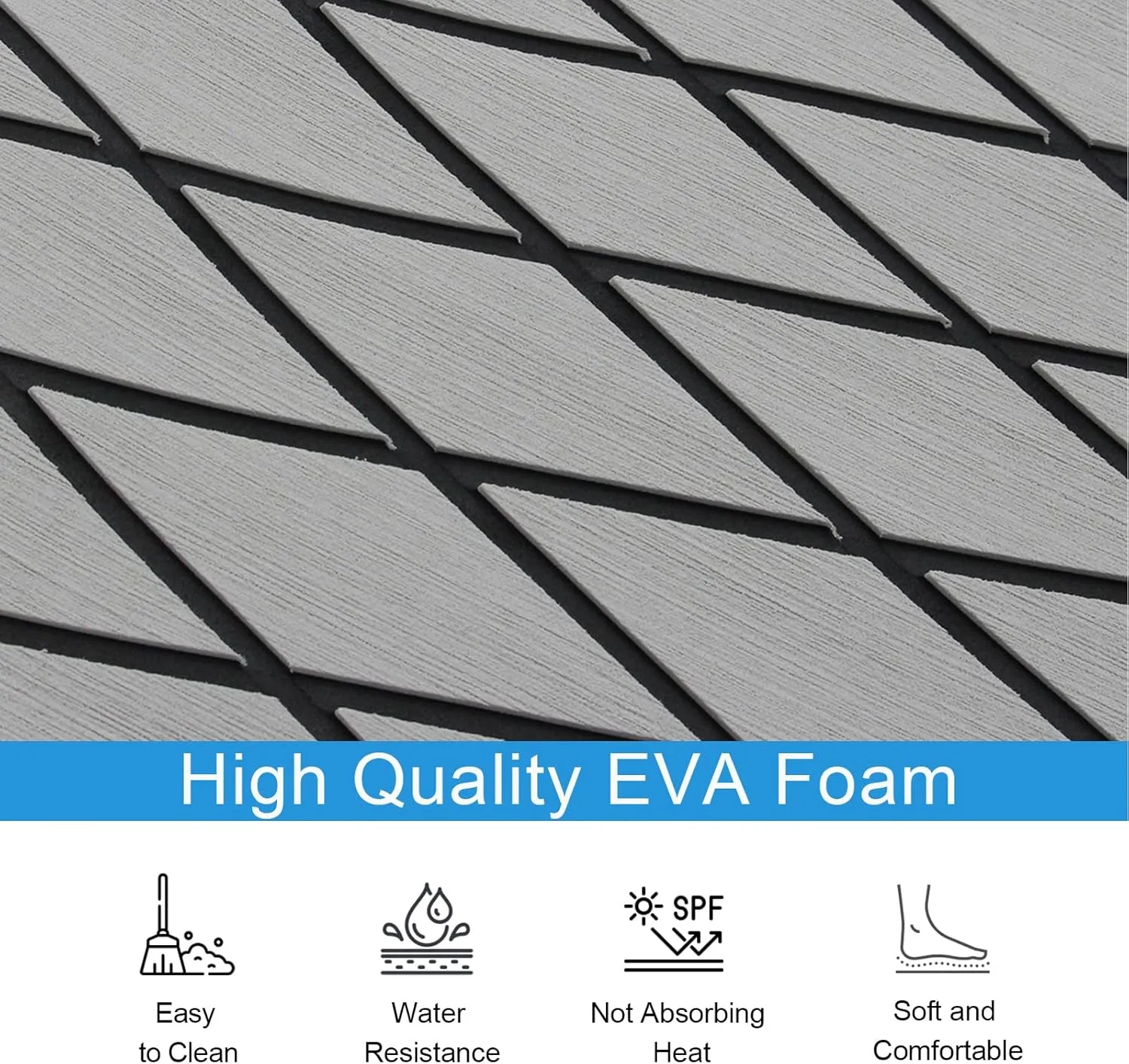 Boat Flooring Mat EVA Foam Boat Decking Marine Carpet Faux Teak Sea Decking Sheet Non-Slip Self-Adhesive Flooring Material for Boats Pontoon Yacht Surfboard Swim Platform RV Floor 74.8"×27.5"