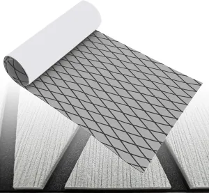 Boat Flooring Mat EVA Foam Boat Decking Marine Carpet Faux Teak Sea Decking Sheet Non-Slip Self-Adhesive Flooring Material for Boats Pontoon Yacht Surfboard Swim Platform RV Floor 74.8"×27.5"