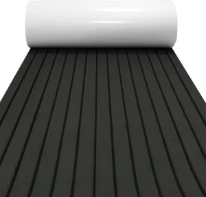 Boat Flooring Mat EVA Foam Boat Decking Marine Carpet Faux Teak Sea Decking Sheet Non-Slip Self-Adhesive Flooring Material for Boats Pontoon Yacht Surfboard Swim Platform RV Floor 94" x 35"