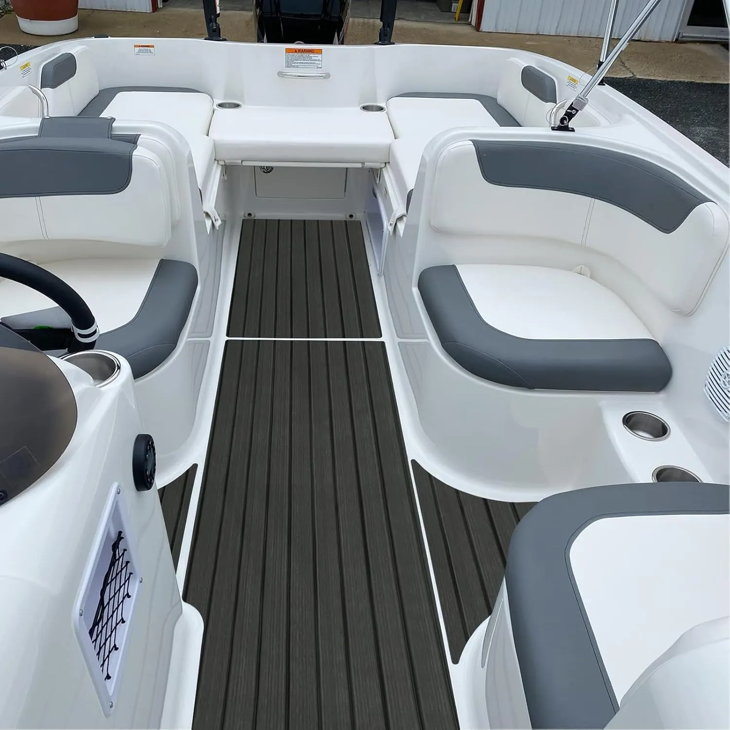 Boat Flooring Mat EVA Foam Boat Decking Marine Carpet Faux Teak Sea Decking Sheet Non-Slip Self-Adhesive Flooring Material for Boats Pontoon Yacht Surfboard Swim Platform RV Floor 94" x 35"