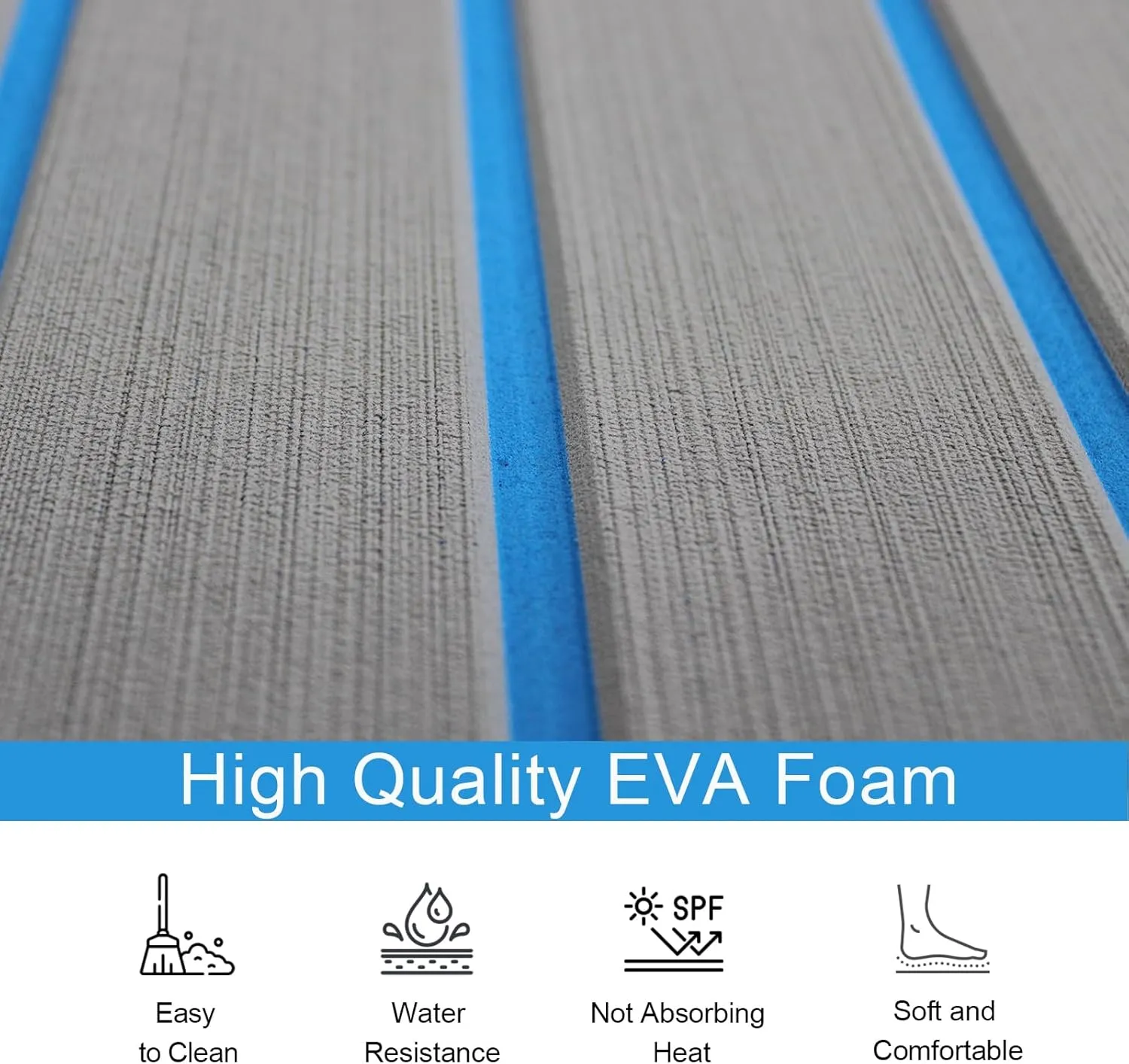 Boat Flooring Mat EVA Foam Boat Decking Marine Carpet Faux Teak Sea Decking Sheet Non-Slip Self-Adhesive Flooring Material for Boats Pontoon Yacht Surfboard Swim Platform RV Floor 94" x 35"