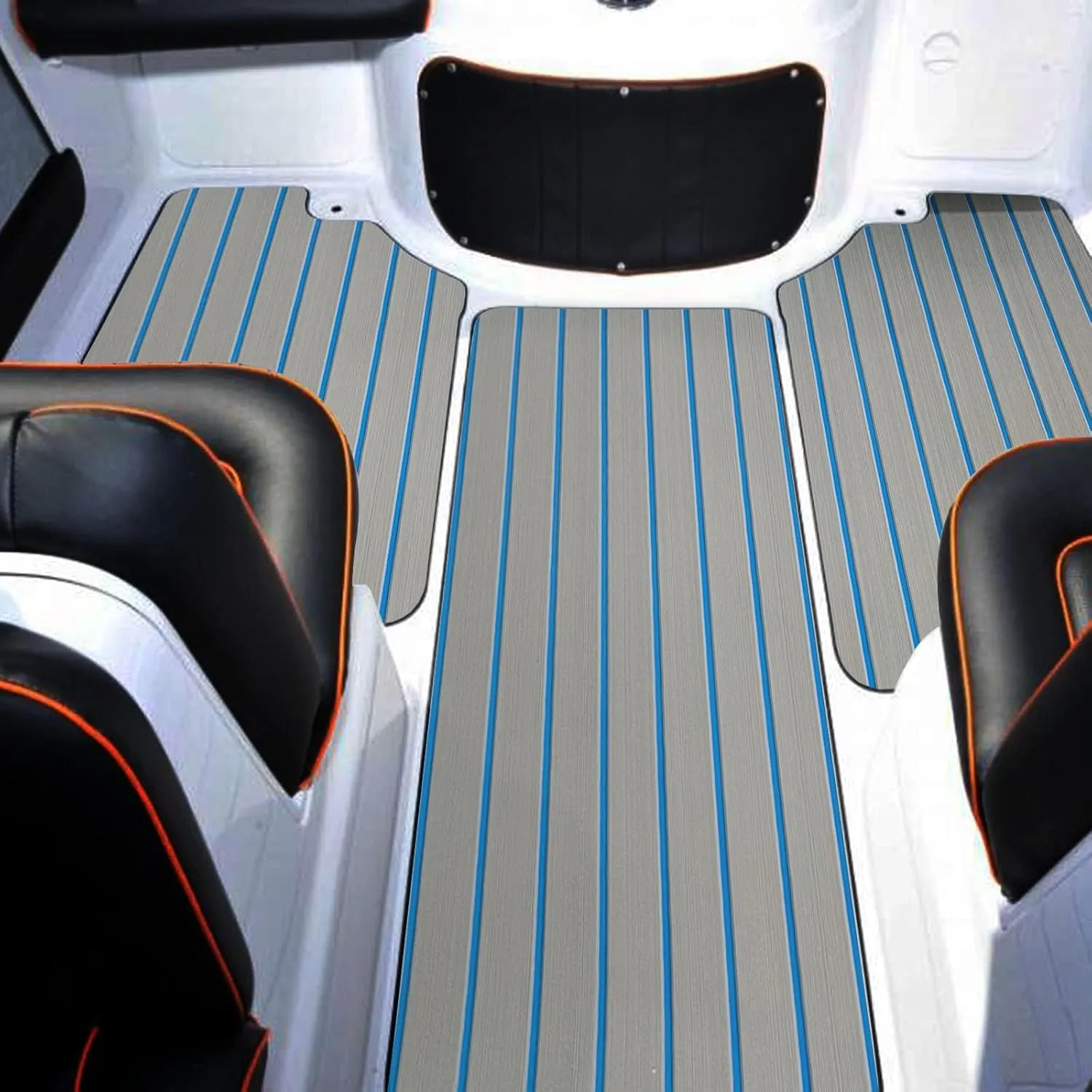 Boat Flooring Mat EVA Foam Boat Decking Marine Carpet Faux Teak Sea Decking Sheet Non-Slip Self-Adhesive Flooring Material for Boats Pontoon Yacht Surfboard Swim Platform RV Floor 94" x 35"
