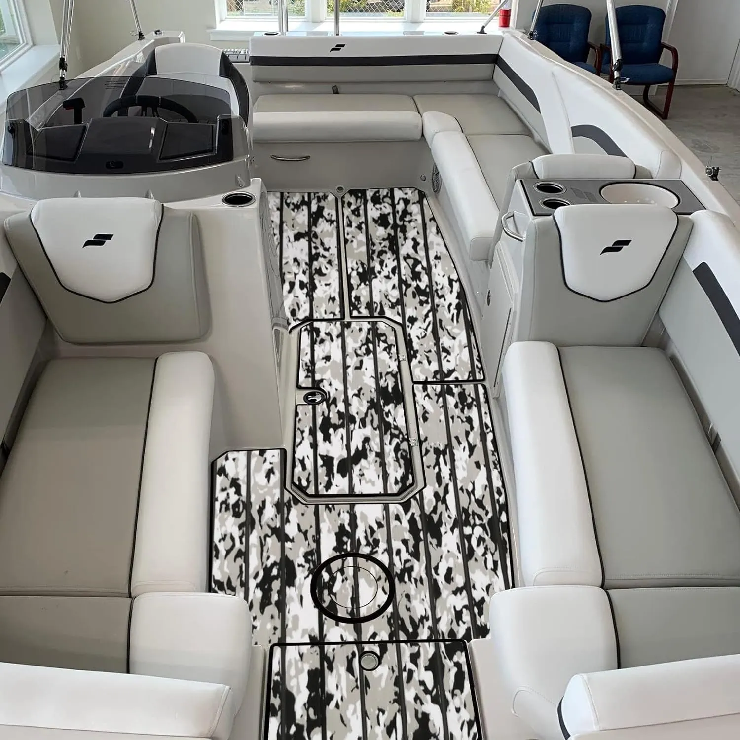 Boat Flooring Mat EVA Foam Boat Decking Marine Carpet Faux Teak Sea Decking Sheet Non-Slip Self-Adhesive Flooring Material for Boats Pontoon Yacht Surfboard Swim Platform RV Floor 94" x 35"