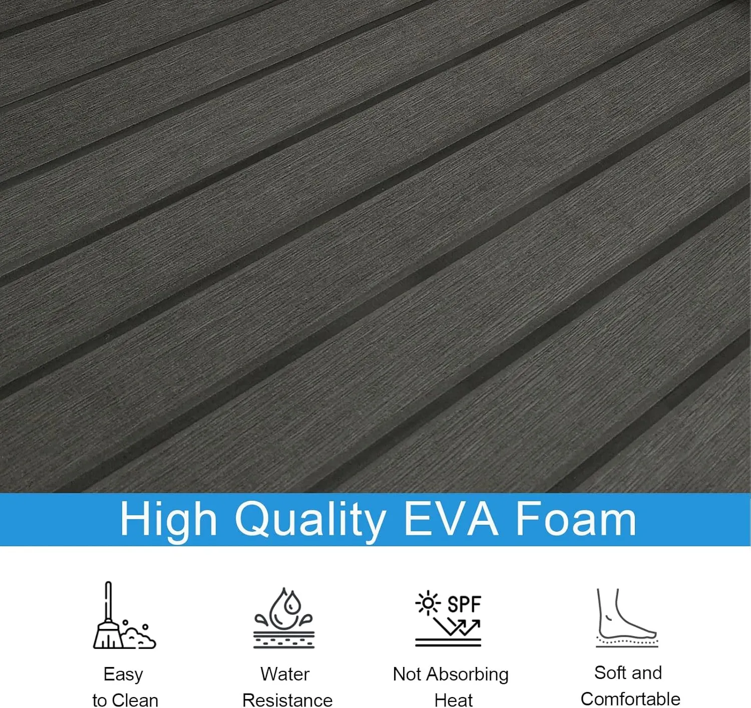 Boat Flooring Mat EVA Foam Boat Decking Marine Carpet Faux Teak Sea Decking Sheet Non-Slip Self-Adhesive Flooring Material for Boats Pontoon Yacht Surfboard Swim Platform RV Floor 94" x 35"